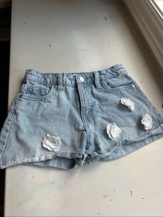 Jessica Simpson Other - Girls Jessica Simpson Light Blue Denim Shorts with White Floral Appliqués